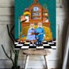 Photo frame mockup on a chair transparent png 2