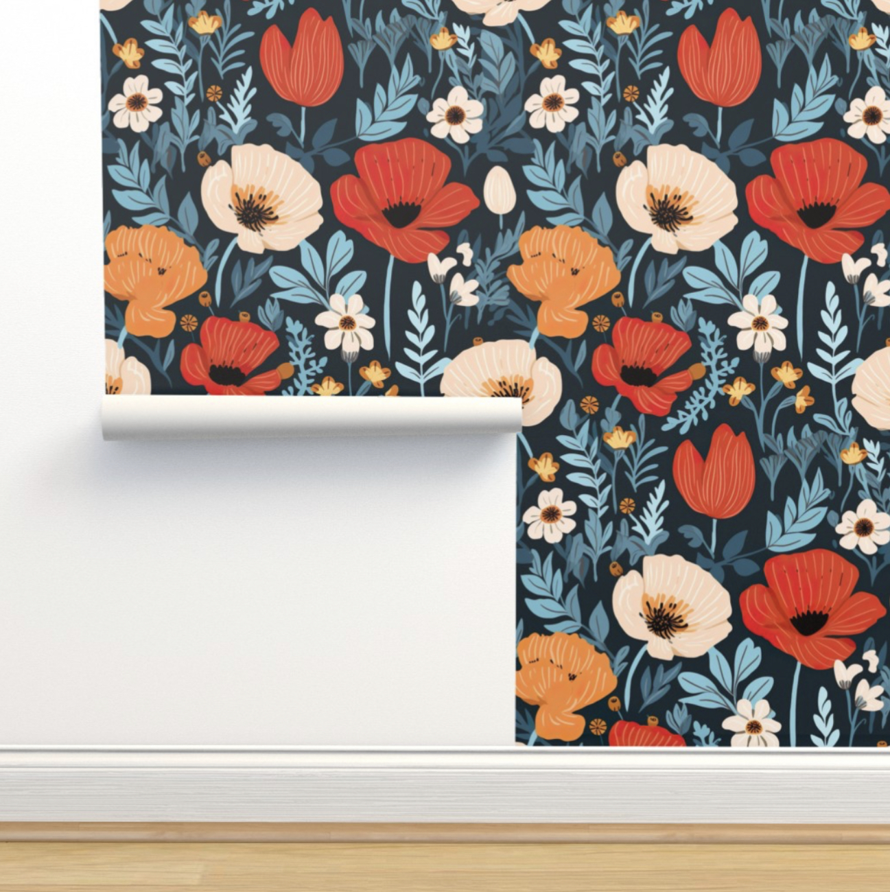 Peonies in Blue - Wallpaper 1