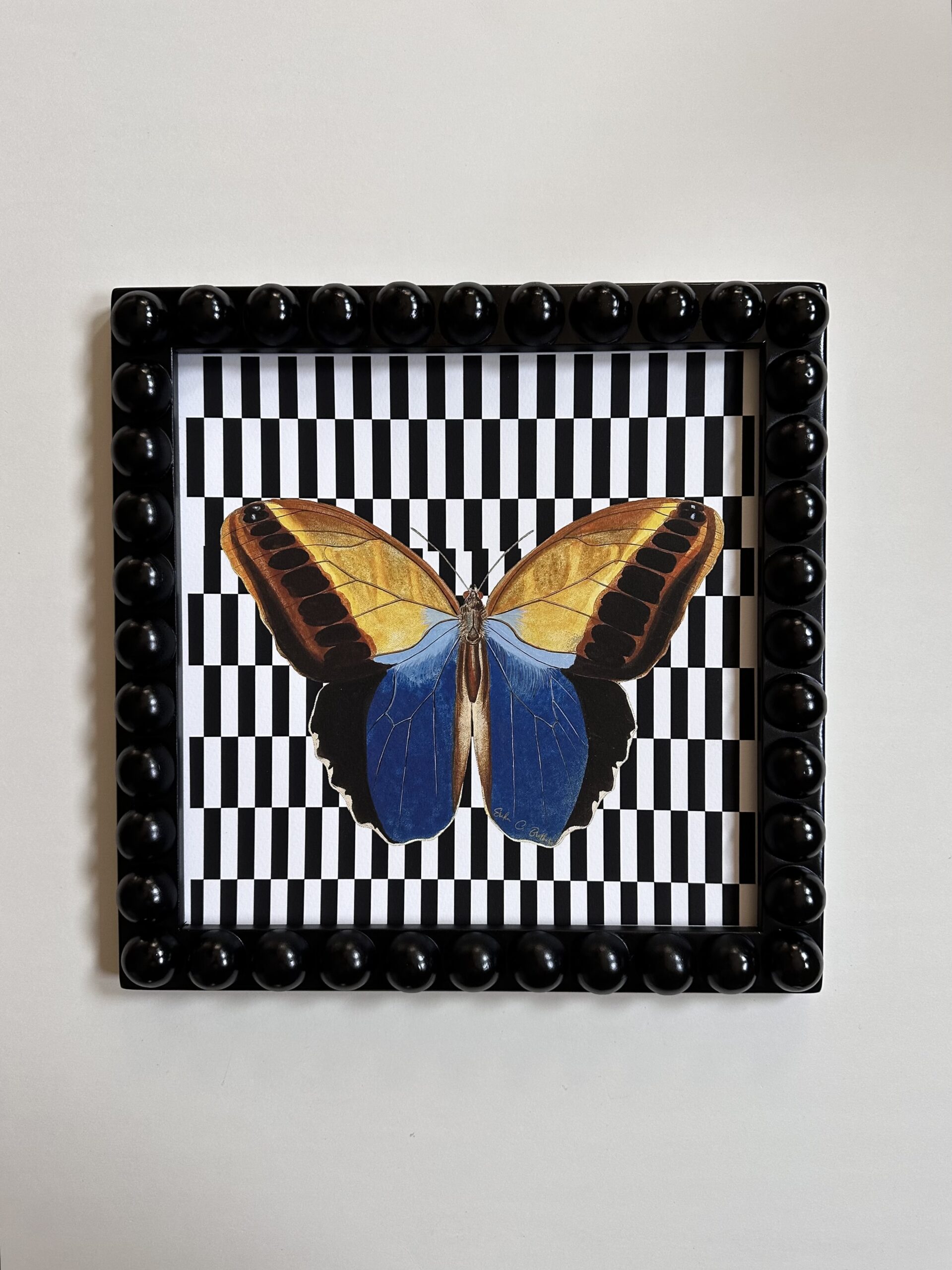 Migration on wooden painted Bobbin Beaded frame 1