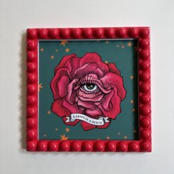 Karma is a bitch on wooden painted Bobbin Beaded frame 1