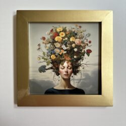 Landscape Dreaming 8"x8" golden wooden frame 1